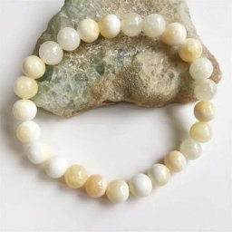Bracelet de Calcite Jaune Orange pour Femme Pierre Naturelle de Yoga Boho Perle Vintage