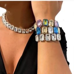INS-Bracelets personnalisés en cristal de pierre carrée Bling pour femme breloque carrée en