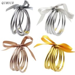 Ensemble de bracelets en MSI de poudre pour femmes tube rond en silicone bracelet acrylique