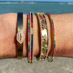 Bracelet arc-en-ciel coloré Cz plaqué or pour femme Ice Out Bling mode cubique contre-indiqué