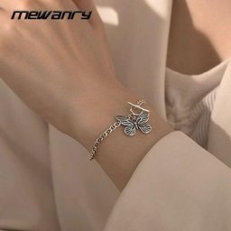 Mewanry-Bracelet papillon en argent pour femme document un mot mode vintage bijoux de mariée