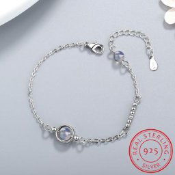 Jkjflda – Bracelet en pierre de lune fait à la main breloque circulaire avec cristal naturel