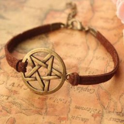 Chaude 1 pièces rétro Bronze pentagramme pendentif marron corde Punk Bracelet en cuir inspiré femme