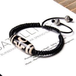Bracelets Vintage pour hommes et femmes bracelet en agate Dzi bouddhisme noir et blanc breloque