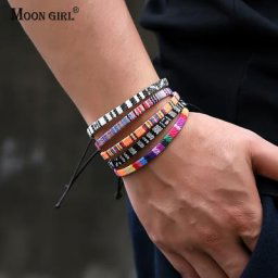 Bracelet à Breloques Réglable Bijou Fait à la Main Mode Homme Femme Tendance Bohème Couple
