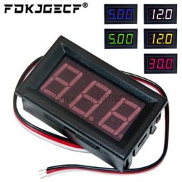 Mini voltmètre testeur de tension numérique testeur de tension de batterie DC 0-30V 3 fils rouge
