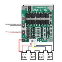 Protection de la batterie BMS carte PCB 4s 30A 12.8V w/Balance 3.2V LiFePo4 LiFe 18650