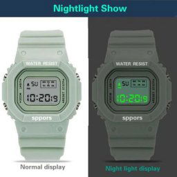 EleStapWatch-Montre-bracelet numérique étanche unisexe petit carré affichage LED de nuit sport