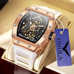 ONOLA-Montre automatique carrée creuse pour homme étanche mécanique décontracté luxe marque de