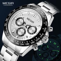 MEGIR – montre de sport à Quartz pour hommes marque de luxe bracelet en acier inoxydable étanche