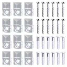 Kit de Clips de Support de Miroir en Plastique Transparent Clips de Retenue de Verre 22 Ensembles
