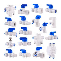 Robinet à bille en plastique droit pour eau RO tuyau OD 1/4 "" 3/8"" allergique rapide 1/4