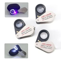 Loupe pliante 10/20/30X avec 6 LED de lumière UV en diamant Loupe optique à triple lentille de