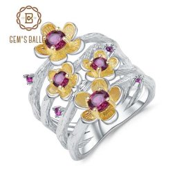 GEM'S BALLET-Bague en argent regardé 925 faite à la main pour femme 0 96 ct rhodolite naturelle