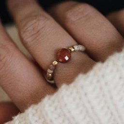 Bague de mariage en pierre naturelle pour femmes bijoux Boho anneau perlé en acier inoxydable