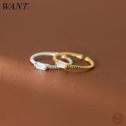 WANTcloser-Bague carrée blanche brillante en argent regardé 925 pour femme bijoux torsadés