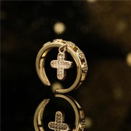 Bague à breloques croix en or pour femmes 2 styles alliances en cuivre bijoux de fête de luxe