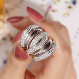 Bagues de mariage de luxe pour femmes argent plaqué or 925 plus de type X avec pavé 238 pièces de