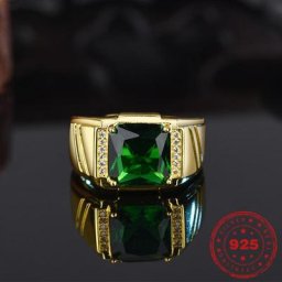 HOYON – bague en or 14K pour homme anneau à quatre griffes style émeraude carré diamant à la