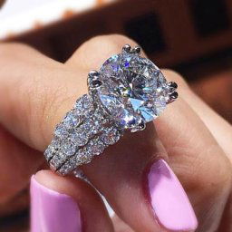 Huitan – bague de mariage 3 rangées en Zircon pour femme grand anneau de haute qualité délicat