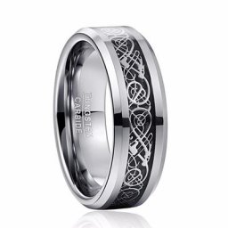 Bague en tungstène pour homme bijou classique de fête mariage galvanisé incrusté de couleur