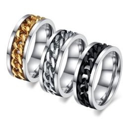 Vnox – bague à chaîne rotative en acier inoxydable pour homme et femme anneau de 8mm lien