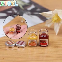 Mini nourriture Miniature pour maison de poupée 1:12 2 pièces Sauce à la fraise confiture