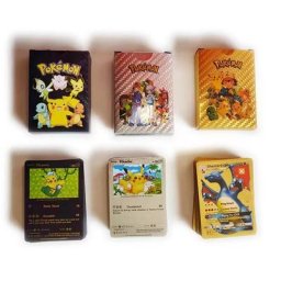 Cartes de jeu Pokémon espagnol feuille d'or lettre argentée espagnol anglais Metalicas