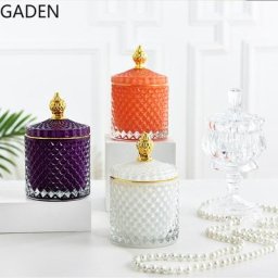 Bocal de rangement en verre multicolore boîte de rangement de bijoux de luxe français bocal à
