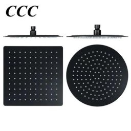 CCC-Pommeau de douche en acier inoxydable salle de bain à économie d'eau ultra-mince pluie noir