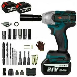 Clé à chocs électrique sans fil 520Nm LEXLIFE - 21V Max. + 2 Batterie + 29 Accessoires - Bleu