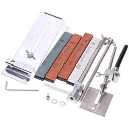 Kit d'affûtage de couteaux à angle fixe amélioré, acier inoxydable entièrement métallique 4 pierres