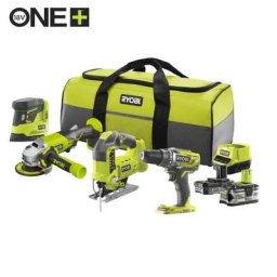 Ryobi - Combo 4 outils : perceuse + scie sauteuse + meuleuse + ponceuse triangulaire, 2 batteries 5