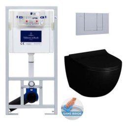 Pack wc Bâti-support ViConnect + wc sans bride Vitra Sento Noir mat + abattant ultra-fin avec frein