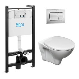 Roca - Pack Bâti-support Active + wc suspendu Fayans + plaque chrome mat ( ActiveS-LinePro-2)