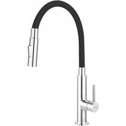 Ferro - Mitigeur d'évier avec bras flexible, 2 jets, noir / chrome 70730,0C - Novaservis