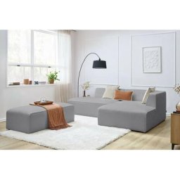 Canapé modulable Bobochic Canapé d'angle fixe modulable megeve tissu bouclette avec pouf Angle