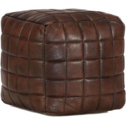 Pouf | Pouf de Salon Tabouret Bas 40 x 40 x 40 cm Marron foncé Cuir véritable de chèvre 54886 - Brun