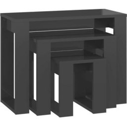 Vidaxl - Tables gigognes 3 pcs Gris brillant Bois d'ingénierie gris brillant