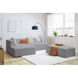 Canapé modulable Bobochic Canapé d'angle fixe modulable megeve tissu bouclette avec pouf Angle