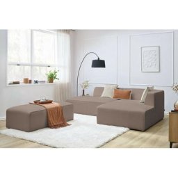 Canapé modulable Bobochic Canapé d'angle fixe modulable megeve tissu bouclette avec pouf Angle