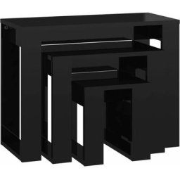 Tables gigognes 3 pcs Noir brillant Bois d'ingénierie vidaXL - noir brillant