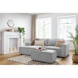 Canapé d'angle fixe Bobochic Canapé d'angle fixe compact nihad velours côtelé avec pouf Angle