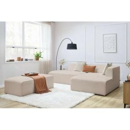 Canapé modulable Bobochic Canapé d'angle fixe modulable megeve tissu bouclette avec pouf Angle