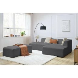 Canapé modulable Bobochic Canapé d'angle fixe modulable megeve tissu bouclette avec pouf Angle