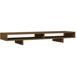 Support de moniteur Marron miel 100x27x14 cm Bois de pin solide Vidaxl marron miel