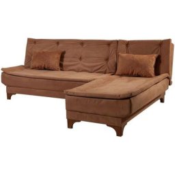 Cotecosy - Canapé d'angle à droite convertible Lefkadao Tissu Marron - Brun