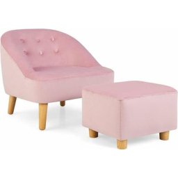 Ensemble de Canapé et Pouf pour Enfants, Fauteuil Simple pour Tout-Petit avec Tabouret Assorti,