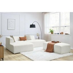 Canapé modulable Bobochic Canapé d'angle fixe modulable megeve tissu bouclette avec pouf Angle