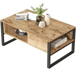 Table basse style industriel Oksana Bois clair - Bois / Noir
